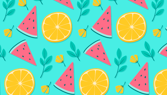 西瓜柠檬图案夏天背景矢量素材(AI/EPS)