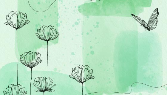 手绘植物蝴蝶清新背景矢量素材(AI/EPS)