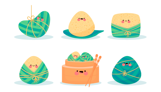 美味可爱的端午节粽子矢量素材(AI/EPS/PNG)