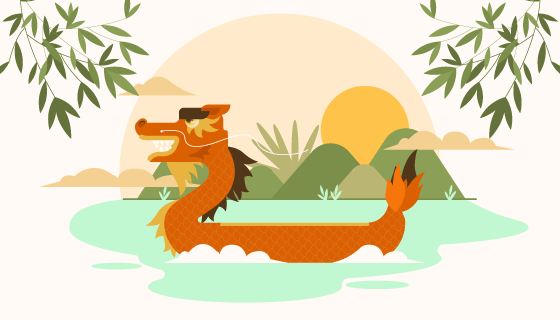 端午节龙舟背景矢量素材(AI/EPS)