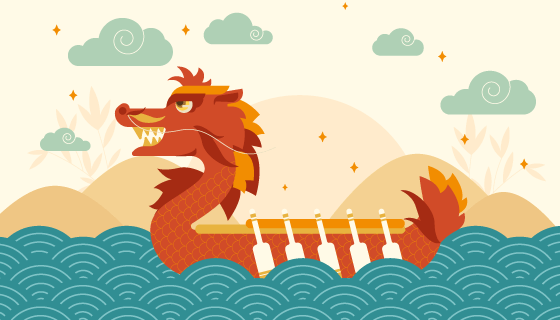 端午节龙舟背景/壁纸矢量素材(AI/EPS)