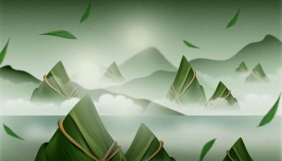 逼真的粽子端午节背景矢量素材(AI/EPS)