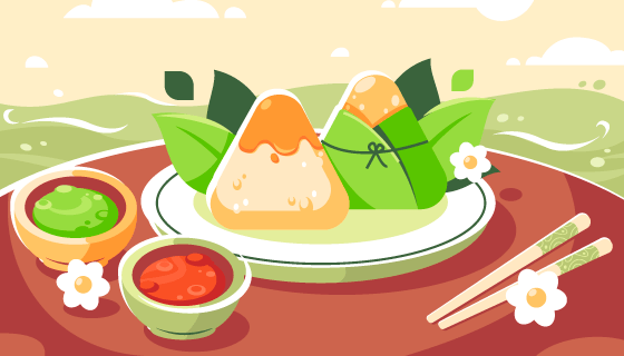 美味的粽子端午节背景/壁纸矢量素材(AI/EPS)