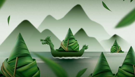 逼真的粽子端午节背景矢量素材(AI/EPS)