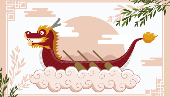 中国风端午节龙舟背景矢量素材(AI/EPS)