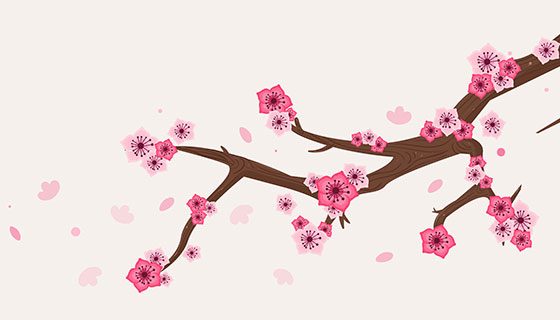 樱花树枝花瓣矢量素材(EPS/AI/PNG)