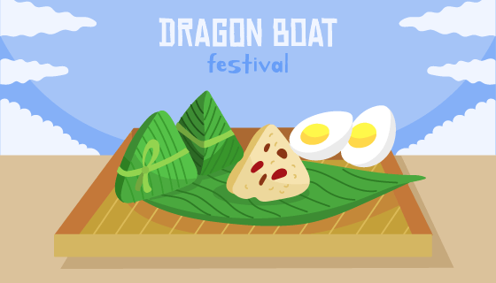 扁平风格端午节粽子背景矢量素材(AI/EPS)
