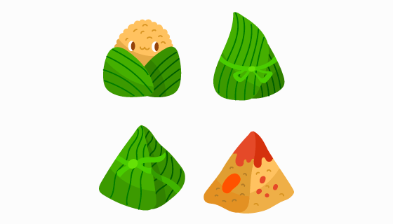 手绘可爱的粽子矢量素材(AI/EPS/PNG)