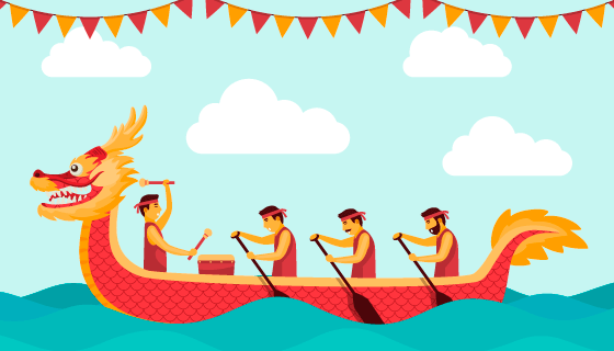 龙舟比赛端午节背景/壁纸矢量素材(AI/EPS)