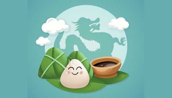 可爱的粽子端午节背景矢量素材(AI/EPS)