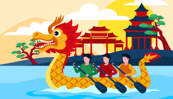 赛龙舟端午节背景矢量素材(AI/EPS)