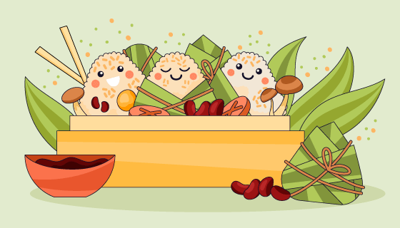 可爱的端午节粽子矢量素材(AI/EPS/PNG)