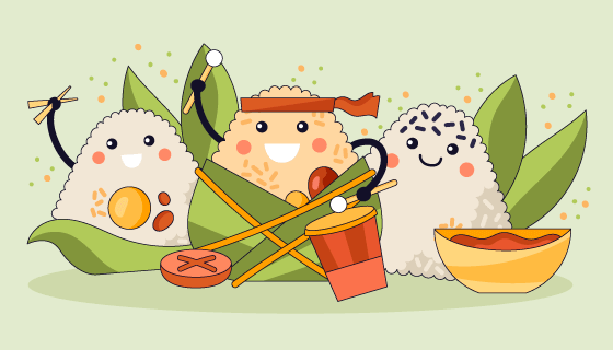 可爱的端午节粽子矢量素材(AI/EPS/PNG)