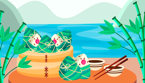 粽子竹子端午节背景矢量素材(AI/EPS)