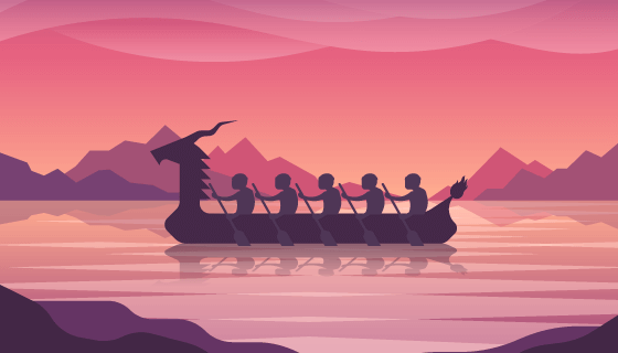 扁平风格端午节赛龙舟背景矢量素材(AI/EPS)