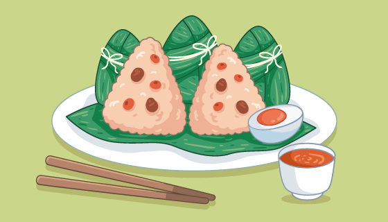 手绘风格美味粽子矢量素材(AI/EPS/PNG)