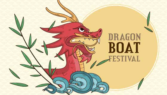 手绘龙头端午节背景矢量素材(AI/EPS)