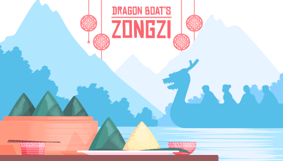 扁平风格端午节背景矢量素材(AI/EPS)