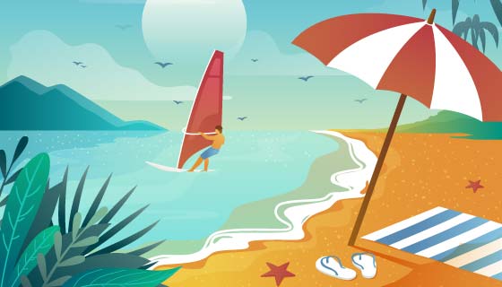 夏日景色背景/壁纸矢量素材(AI/EPS)