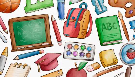 各种学习工具设计开学返校矢量素材(AI/EPS)