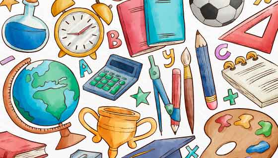 各种学习工具设计开学返校矢量素材(AI/EPS)