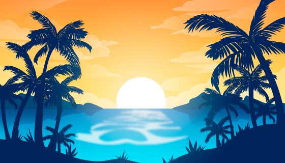 逼真的夏天景色背景矢量素材(AI/EPS)