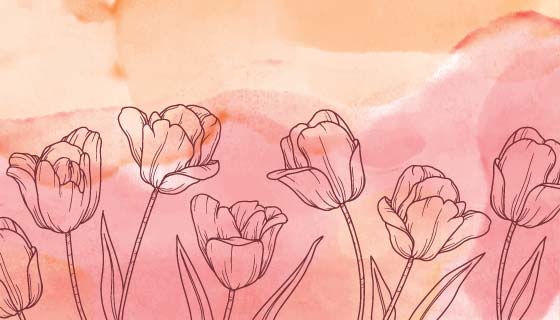 水彩风格花卉背景矢量素材(EPS)