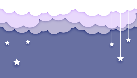 扁平风格云朵和星星吊坠背景矢量素材(EPS)