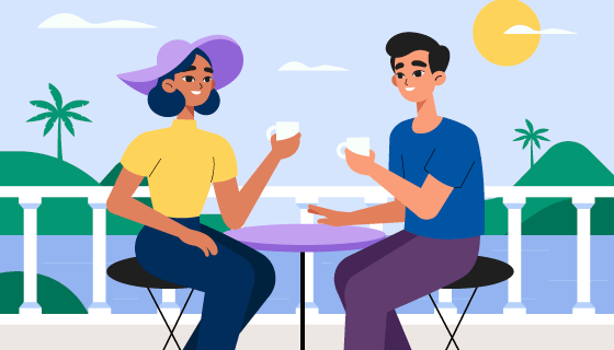 阳台上休闲的人们矢量素材(AI/EPS)