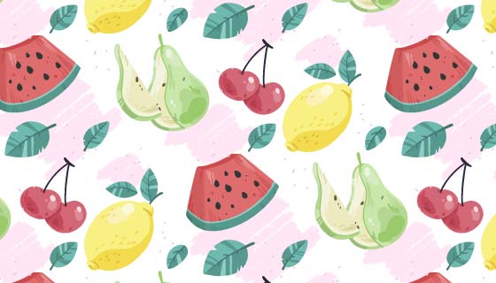 水彩风格水果图案背景矢量素材(AI/EPS)