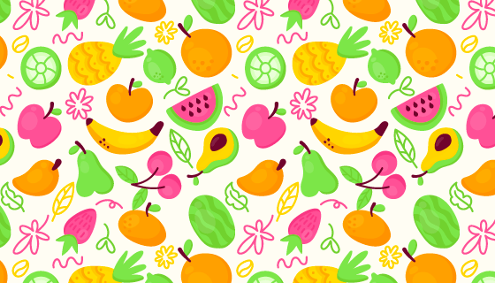 扁平风格水果图案背景矢量素材(AI/EPS/PNG)