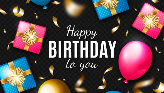 气球和礼物设计生日快乐背景矢量素材(AI/EPS)