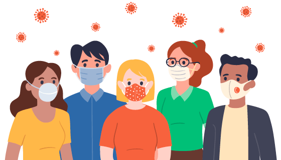 戴口罩的人们矢量素材(AI/EPS)