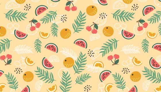 扁平风格水果图案背景矢量素材(AI/EPS)