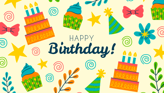 手绘风格生日快乐背景矢量素材(AI/EPS/PNG)