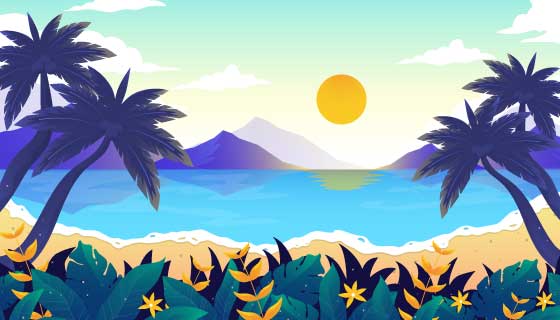 多彩的夏天景色矢量素材(AI/EPS)