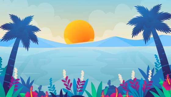 多彩的夏天景色矢量素材(AI/EPS)