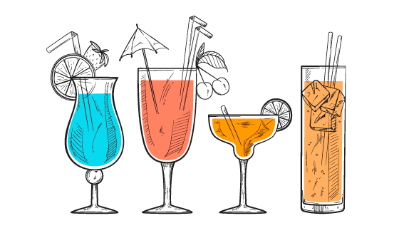 手绘风格美味鸡尾酒矢量素材(AI/EPS/PNG)