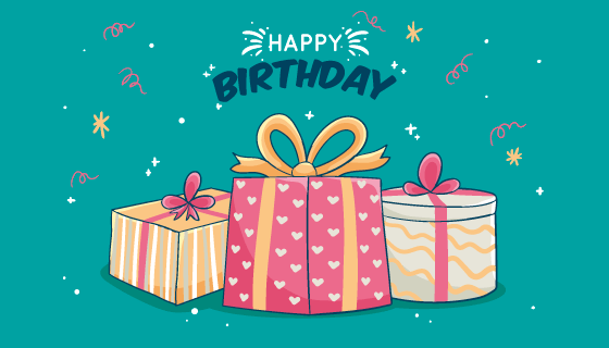 手绘礼物生日快乐背景矢量素材(AI/EPS)