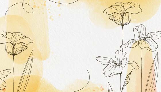 手绘花朵浅黄色水彩背景矢量素材(AI/EPS)