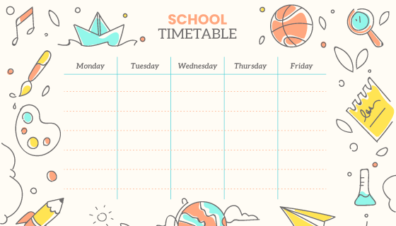 手绘学习工具设计课程表矢量素材(AI/EPS)