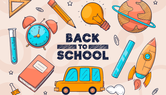 手绘学习工具设计开学返校矢量素材(AI/EPS/PNG)