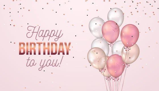 逼真的气球设计生日快乐背景矢量素材(AI/EPS)