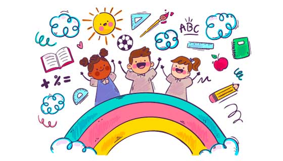 手绘风格学习工具和孩子们矢量素材(AI/EPS/PNG)