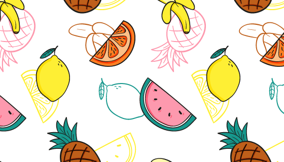 手绘风格水果图案背景矢量素材(AI/EPS)