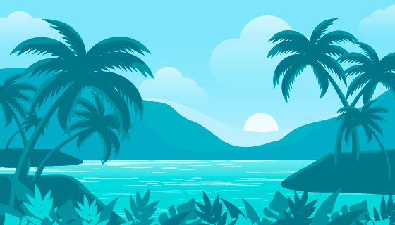 夏日景色背景矢量素材(AI/EPS)