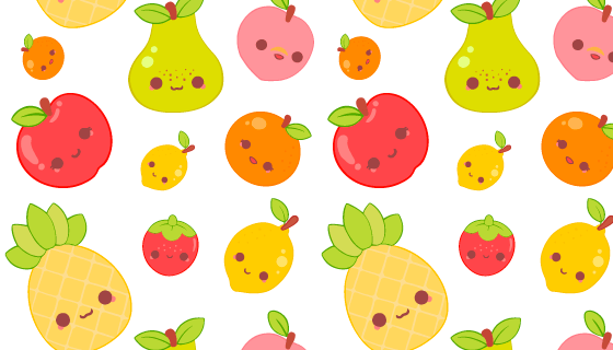 可爱的水果图案背景矢量素材(AI/EPS/PNG)