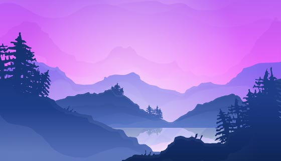 渐变山脉景观背景矢量素材(AI/EPS)