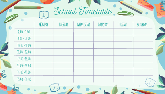手绘风格课程表矢量素材(AI/EPS)