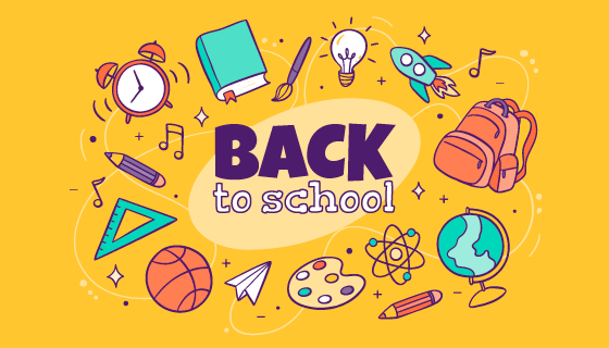 手绘风格学习工具开学返校矢量素材(AI/EPS/PNG)